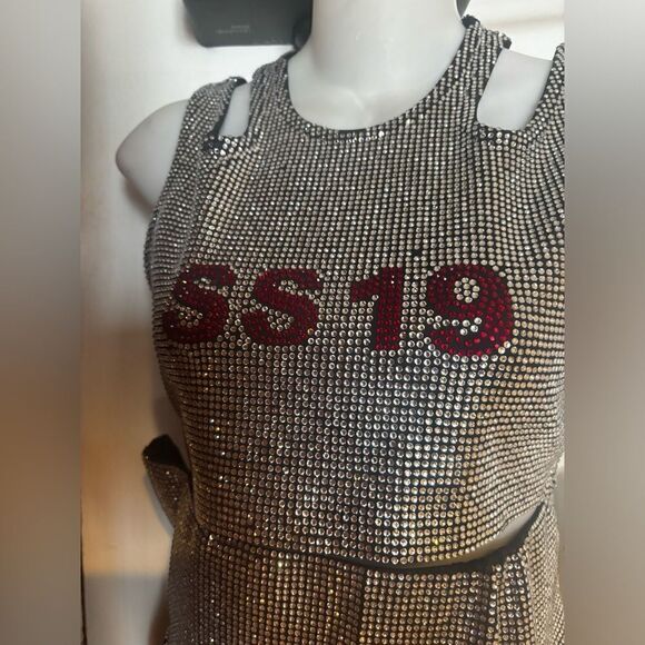 Shane justin Bust Down set runway halter skirt crystal rhinestone dress suit y2k - Picture 1 of 14
